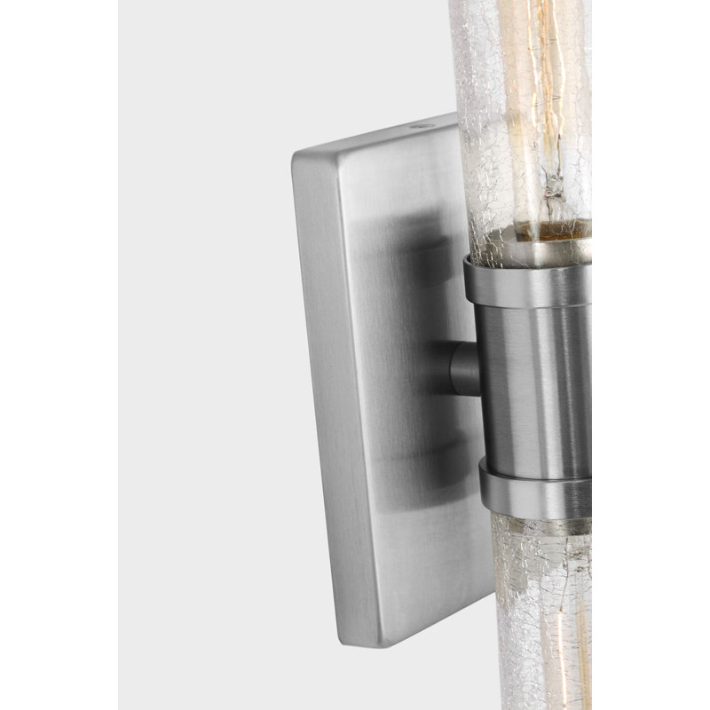 Ensemble de meuble-lavabo à deux lumières Keaton, H 20 po x l 5 po x P 3,63 po, Craquelé, Nickel brossé