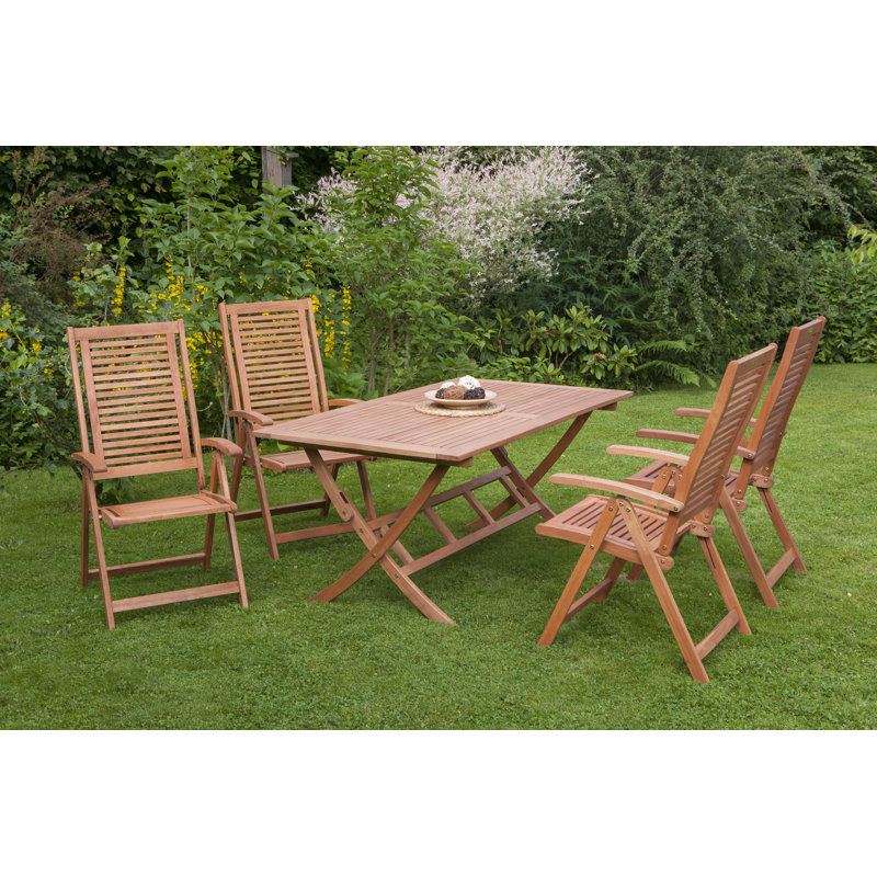Amboy 4 - Person Wood Patio Dining Set with Rectangular Table