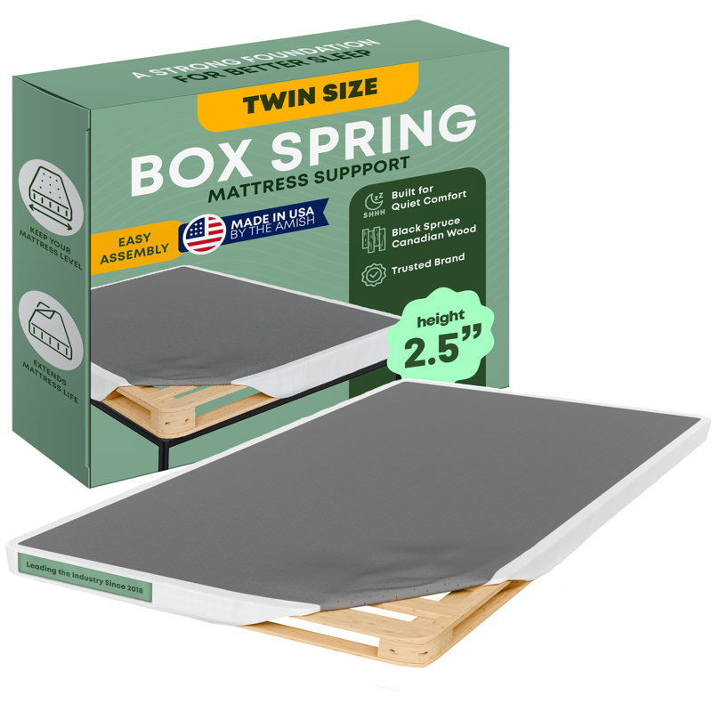 Sommier simple non assemblé pour lit simple - sommier tapissier en bois de 2,5 pouces seulement - sommier de remplacement silencieux et silencieux, assemblage facile (blanc)
