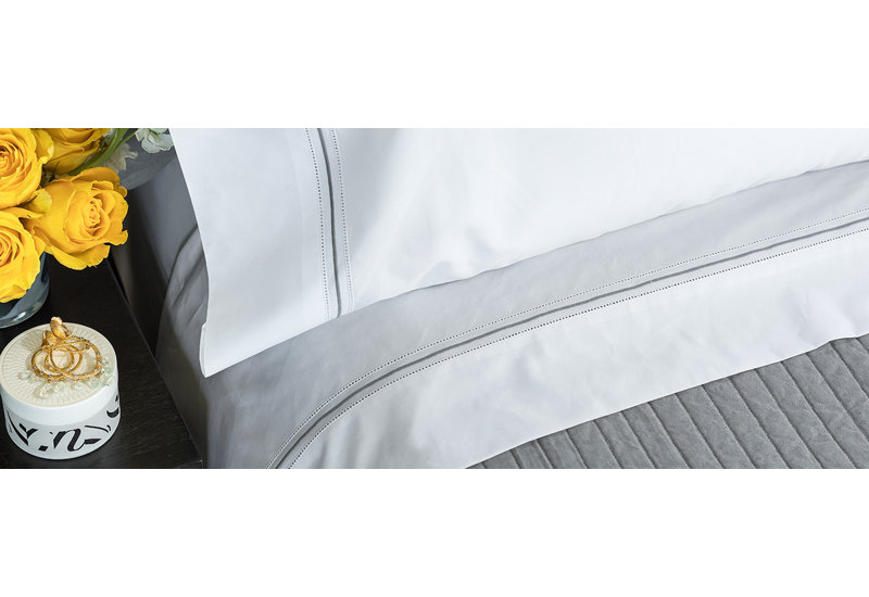 Bella Percale Sheet Set, King Sheet Set + 2 Pillowcases, Silver/White