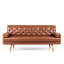 Brun avec attrait moderne de style Mid-Century, l 30,5 po x P 72 po x H 32,03 po, tissu en polyuréthane, coussins de traversin, siège à surpiqûres en losange, revêtement, pieds évasés dorés