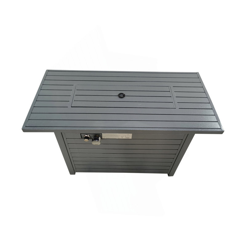 Foyer de table extérieur en acier au propane de 25 po H x 42 po avec couvercle (gris)