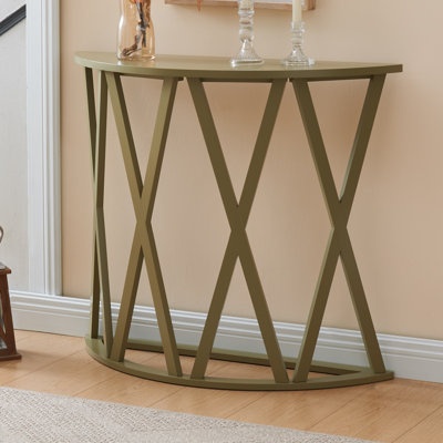 Vienna Half-Round Side Table with Shelf – Elegant Accent for Display and Storage in Living Room, Bedroom, or Entryway - Lemon Pepper