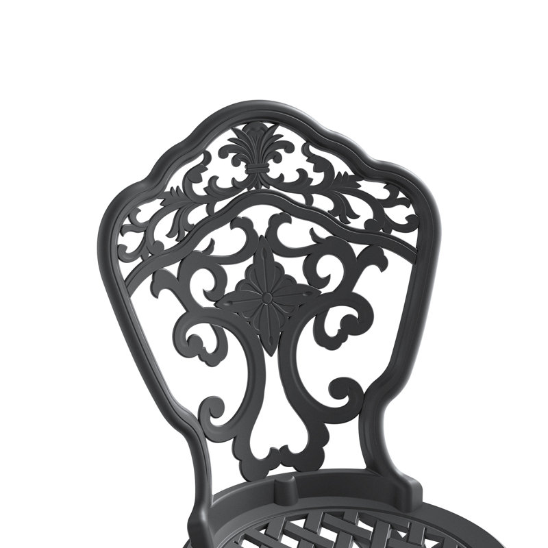 Black Frame 3 All-Weather Cast Aluminum Dining Ensemble. Exquisite Craftsmanship, Elegant Style. 100% Construction, To Influences. Comfortable Seating. Pa66 Nylon Slip Pad. Straightforward Assembly