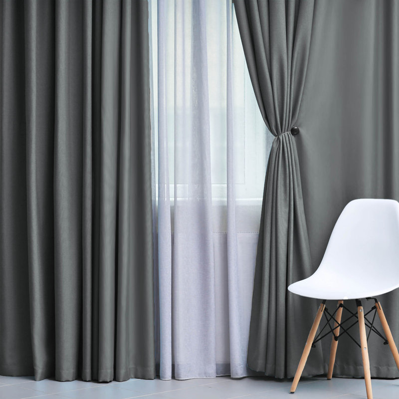 Bertrand Solid Modern Room Darkening Curtain Panel, Gray, 52" W x 108" L