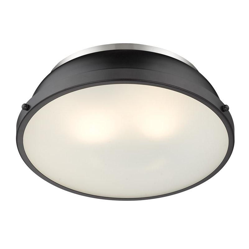 Plafonnier encastré 2 lumières Calico, Noir mat, Étain