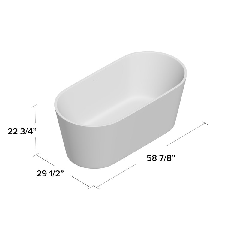 BT 58.87'' x 29.5'' Soaking Acrylic Bathtub