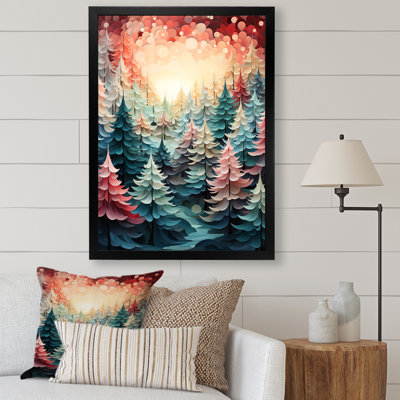 Sunset Pine Tree In Christmas - Tree Pine Wall Art