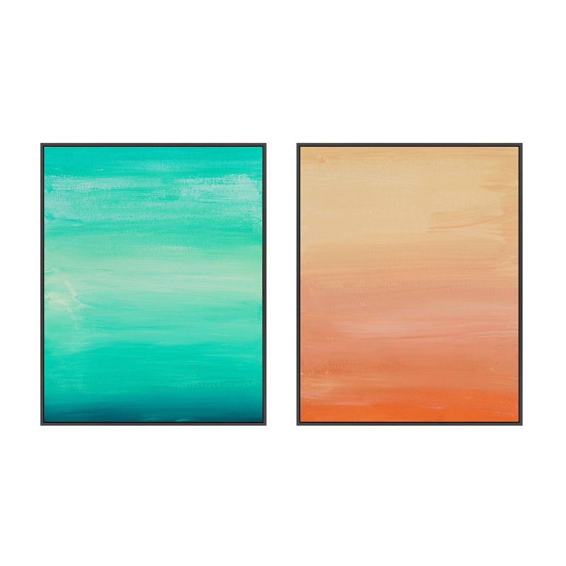 Lockland Daydream 3 & 4. Set Of 2 Framed 2 Pieces by Andrea Stokes Print, 20" H x 32" W x 1.25" D, Black Framed Canvas