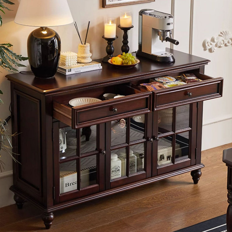 Modern Nut-Brown Solid Wood Sideboard