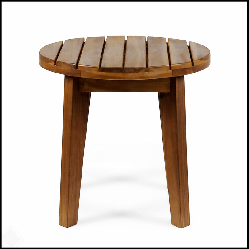 Table d'appoint d'extérieur durable en bois d'acacia, pour le patio et la cour, Naturel