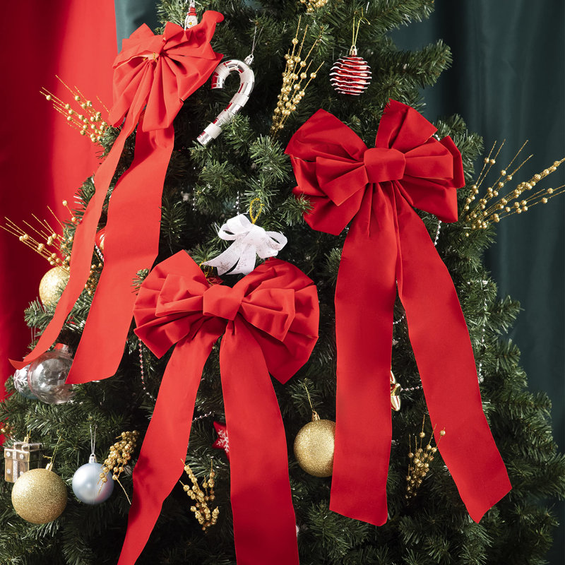 Paquet de 8 boucles de Noël en velours rouge 26 po x 10 po