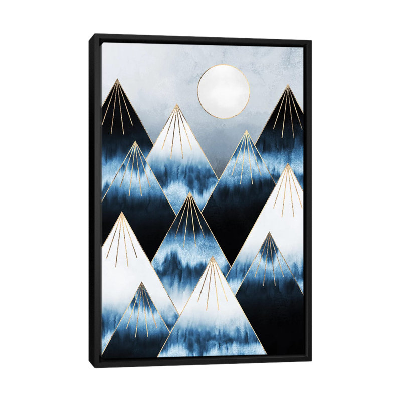 « frost montagne », impression sur toile tendue, H 26 po x l 18 po x P 1,5 po, Toile avec cadre noir, Pas de tapis