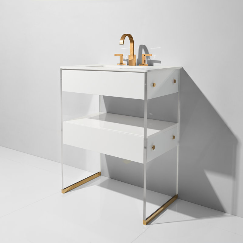 Ensemble de meuble-lavabo simple 24 po Lucite, Blanc