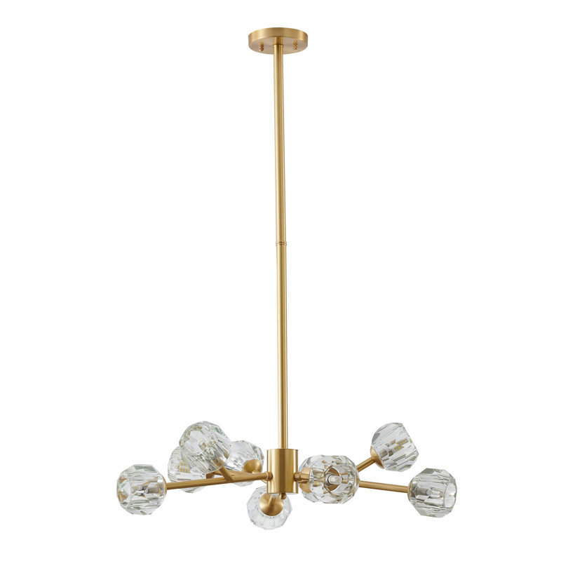 Lustre à 9 lumières sphériques avec accents de cristal