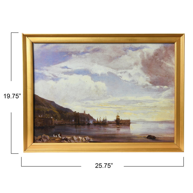 Watercolor Seascape Print With Wood Frame
