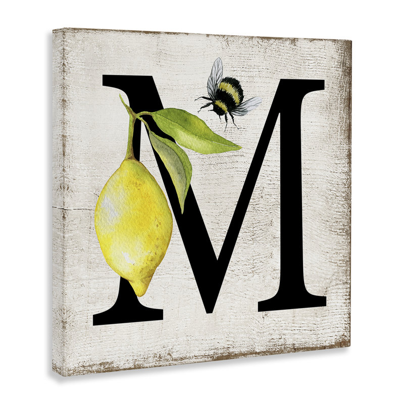 "Lemon & Bee M", art mural sur toile par Creatif Belle bp-603_CN, H 17 po x l 17 po