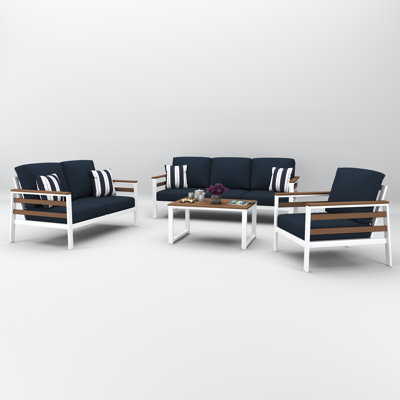 Townsend 4 Person Seating Group With Sunbrella Cushions by Birch Lane