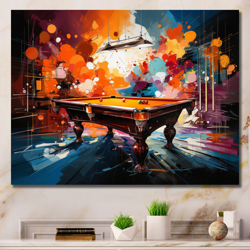 Billard Vibrant Break I - Billiards, art mural, Toile tendue, H 30 po x l 40 po x P 1,5 po