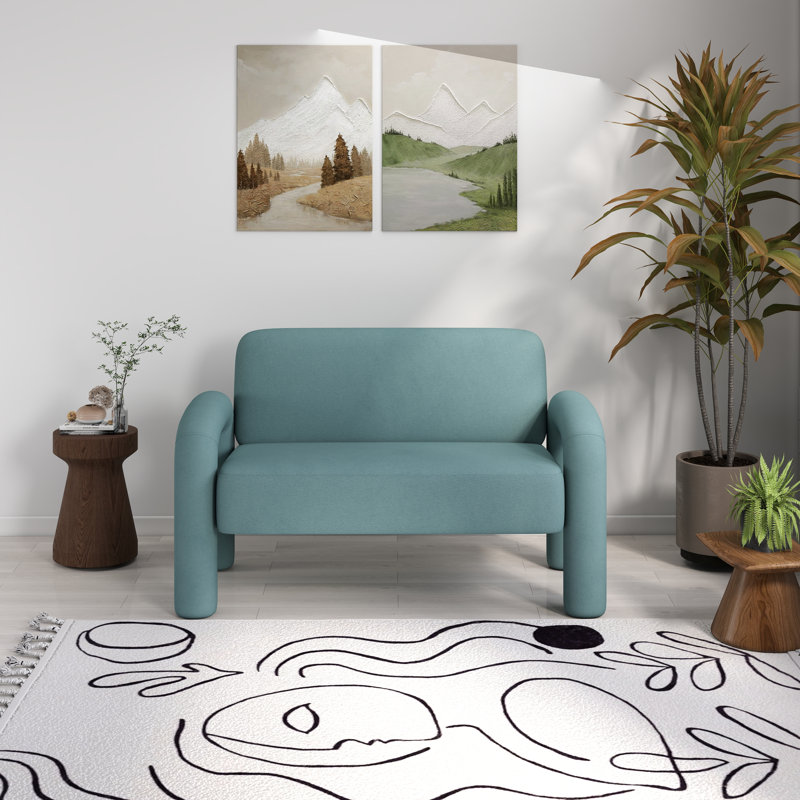 Causeuse en velours Iryanna, Bleu