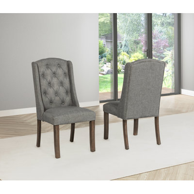Winged Dining Chairs With Button Tufted Back