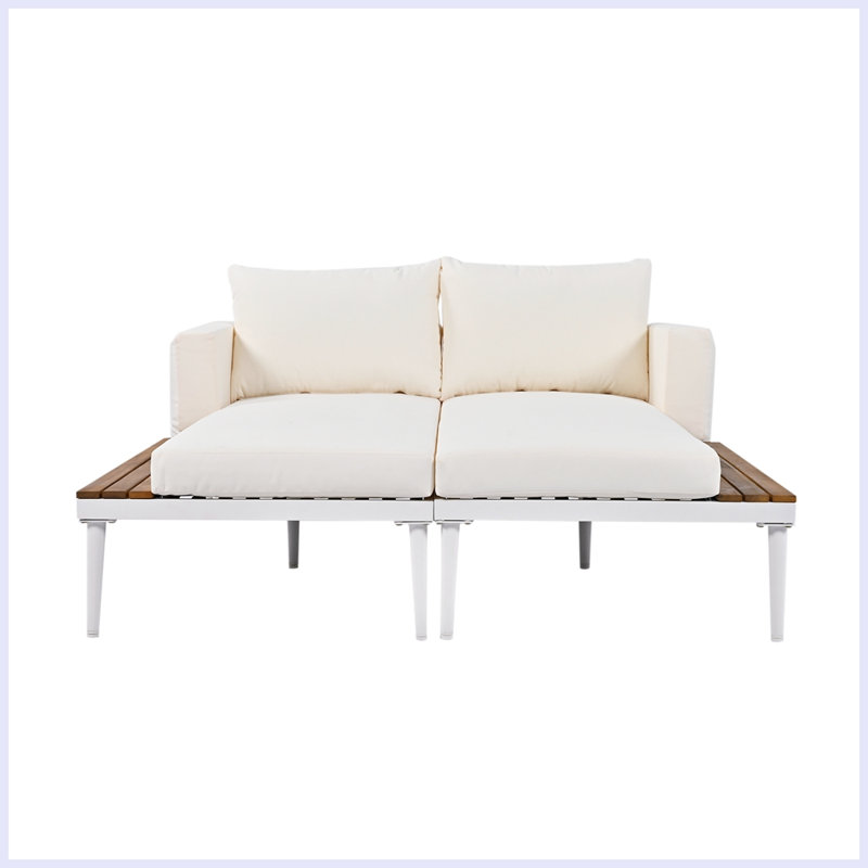 Cherron Outdoor Chaise Lounge , Cushion Included, White, White