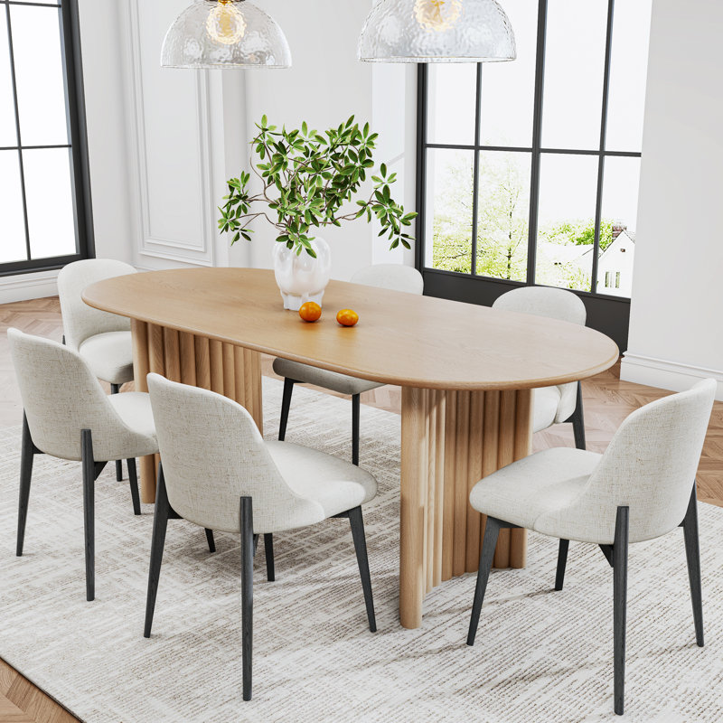 Eudora 6 - Person Solid Oak Oval Dining Set, Oak