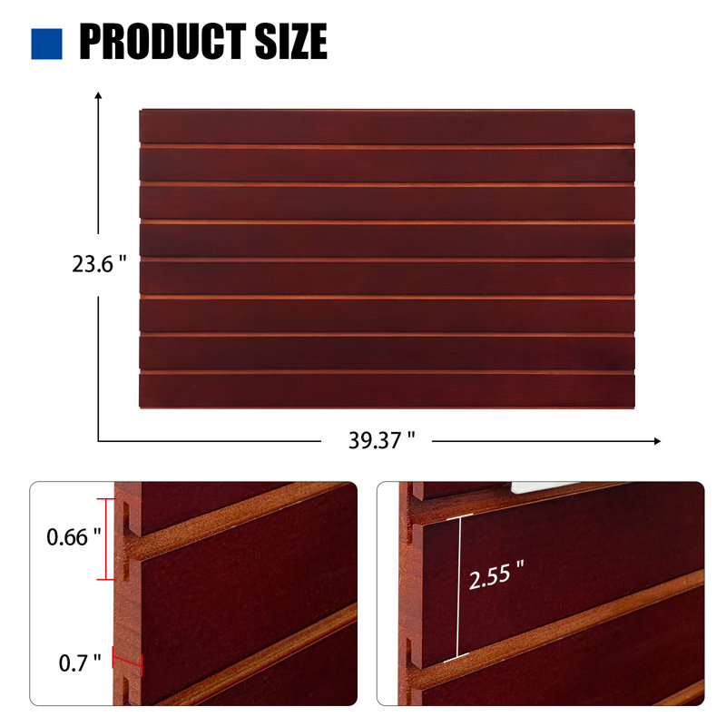 Panneaux muraux en lattes de bambou 3 pi x 4 pi, panneaux à lattes avec conception modulaire, panneaux muraux robustes à lattes pour le rangement des outils de garage