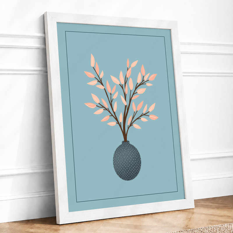 Coral Branch In Grey Minimalist - Print, A4 - 29.7 x 21.0 cm, White