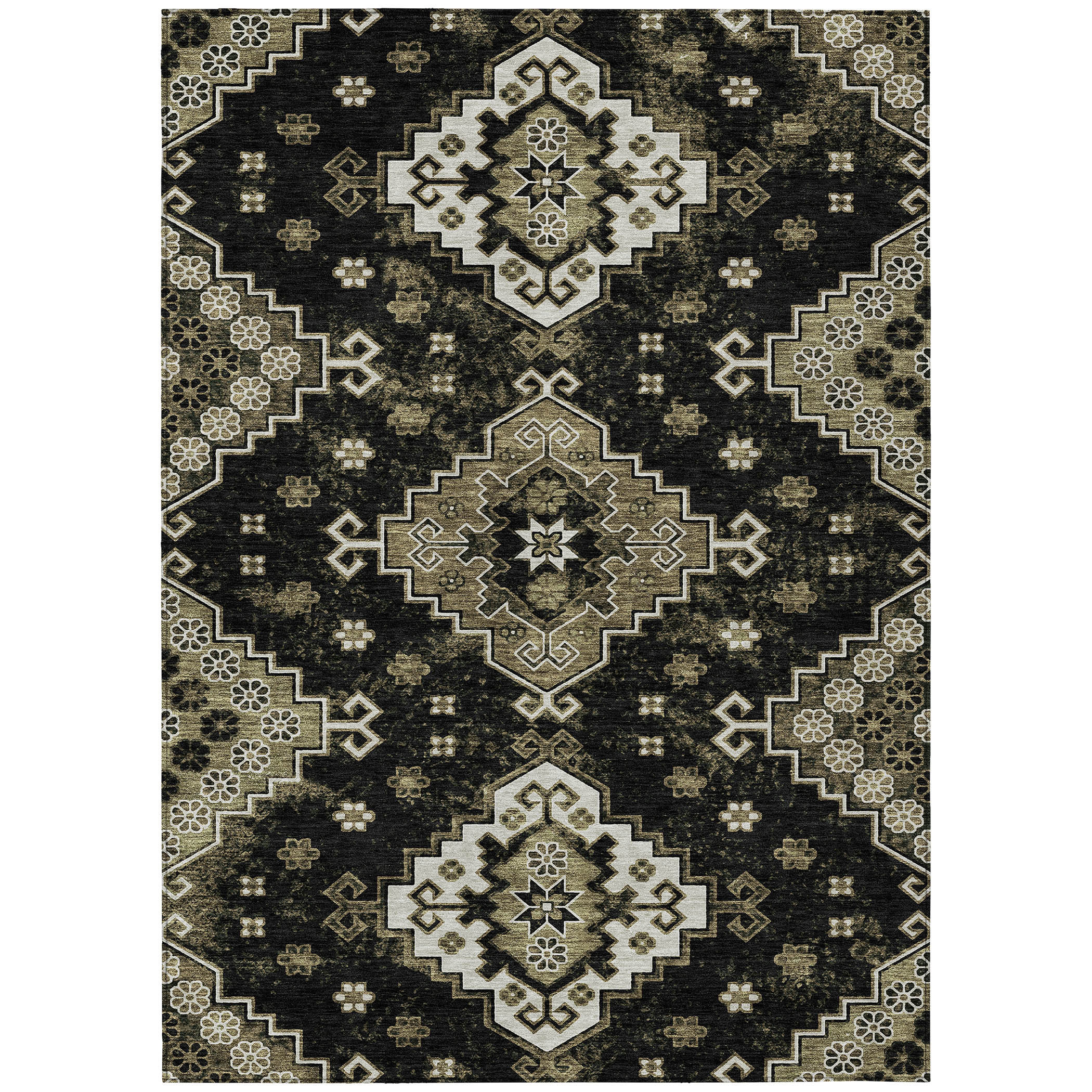 HomeRoots 10' X 14' Ivory Medallion Washable Indoor Outdoor Area Rug ...
