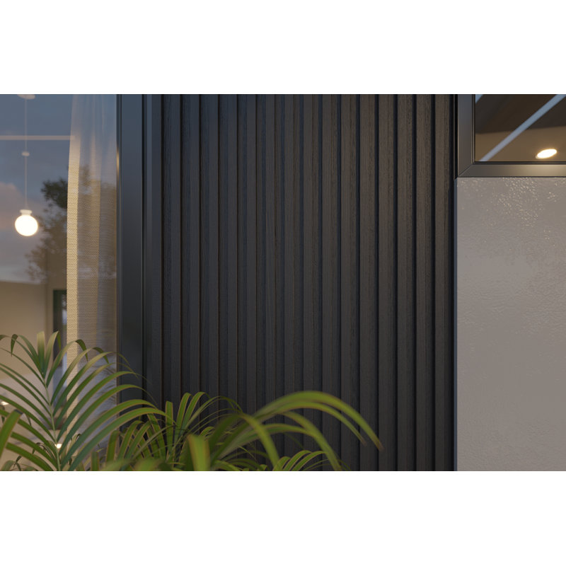 Panneau de revêtement extérieur en bois et plastique à lattes en bois 103,125 po x 8,75 po x 1 po 103 po, Noir