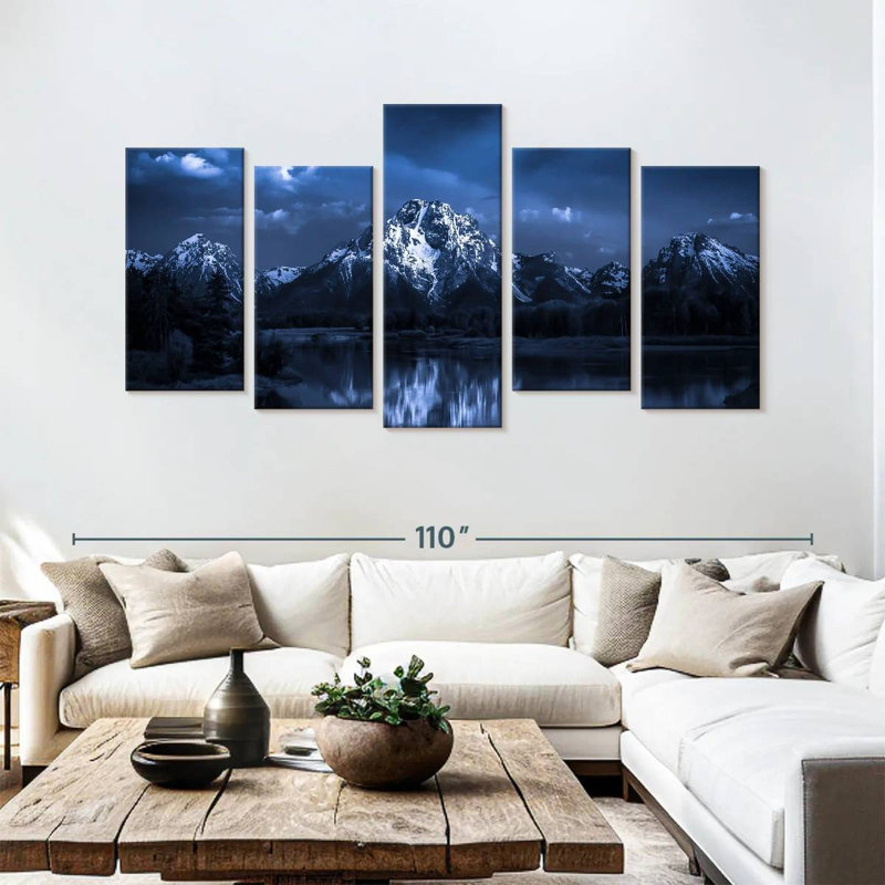 «Night Sky At Grand Teton» sur toile, reproduction de 5 pièces, H 48 po x l 94 po x P 1,25 po