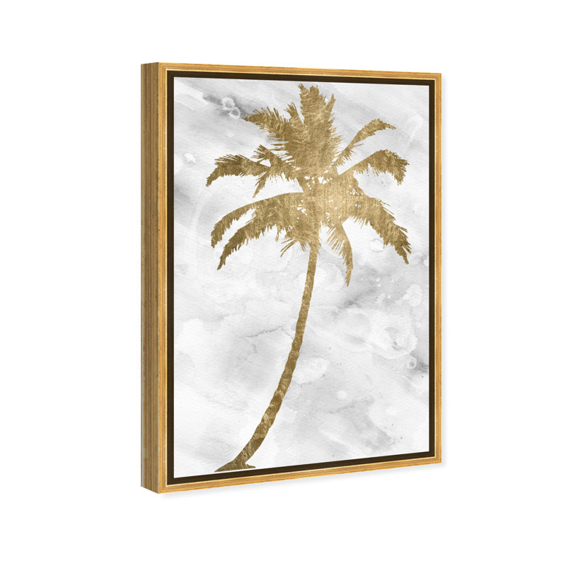 Palmier doré - impression sur toile tendue, H 45 po x l 30 po, Cadre doré