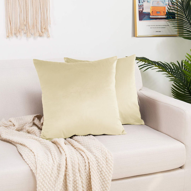 Shiny Velvet Pillow Cover, 12"H x 20"W, Rectangular, Cream