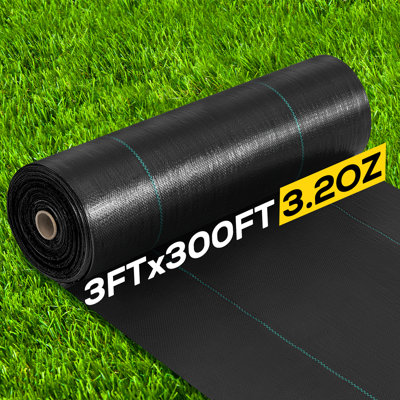 Heavy Duty Weed Barrier Landscape Fabric 3FT x 300FT, 3.2OZ Woven Weed Control Fabric For Landscaping