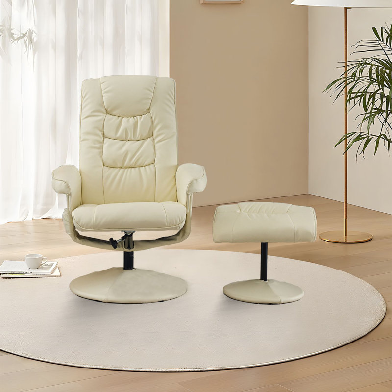 Méridienne de style moderne avec repose-pieds et dossier réglable, base pivotante à 360 ° pour le salon de la chambre à coucher