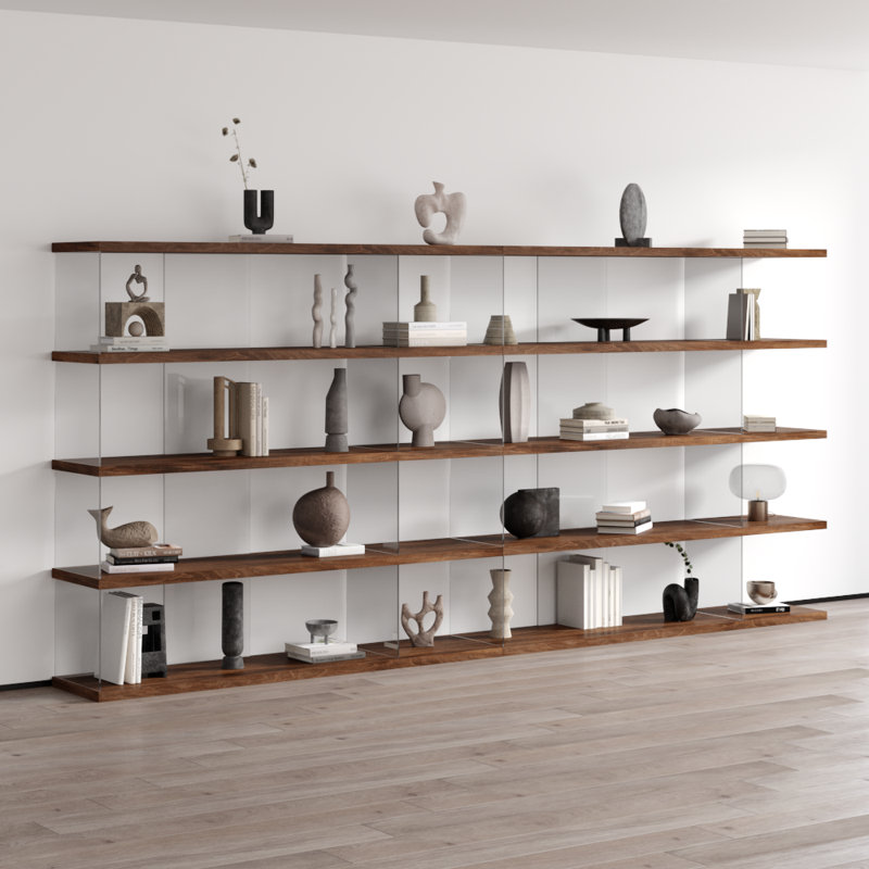 Matana 141.8" Bookcase with Matte Finish, Walnut