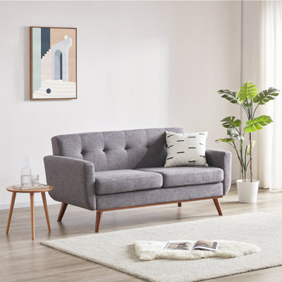 65" Mid Century Modern Tufted Upholstery Loveseat Sofa