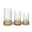 Lampe ouragan pilier en bois brun 3 pièces