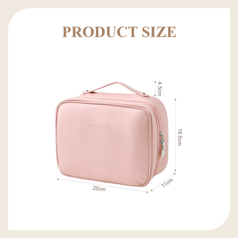 PU Leather；Polyester；PVC；Nylon Zipper Makeup Organiser, Pink