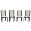 Ensemble de 4 chaises d'appoint, rembourrées de lin avec capitonnage à losanges et garniture cloutée, beige avec pieds en bois massif noir de jais, salle à manger 20,5 po x 17,5 po x 36,8 po