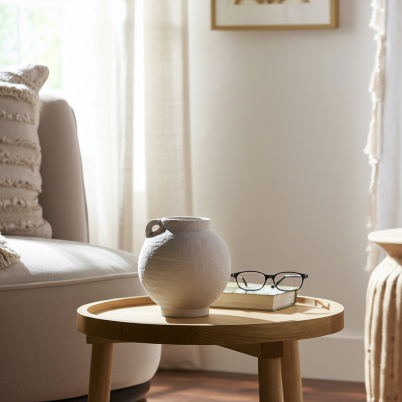 Contemporary Round Vase Handcrafted Terracotta Pottery Modern Sculptural Design Accent Vessel with Artisan Texture and Minimalist Silhouette for Elevated Interior Style and Visual Interest