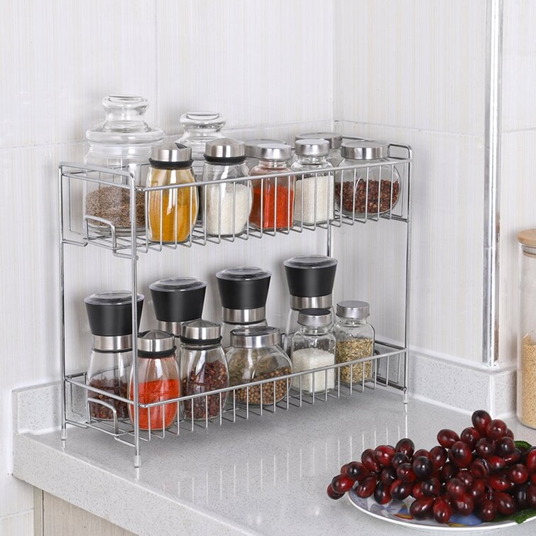 Rebrilliant 2-Piece Kitchen Cabinet Spice Rack Double-Layer Storage Rack  Stackable Expandable & Reviews