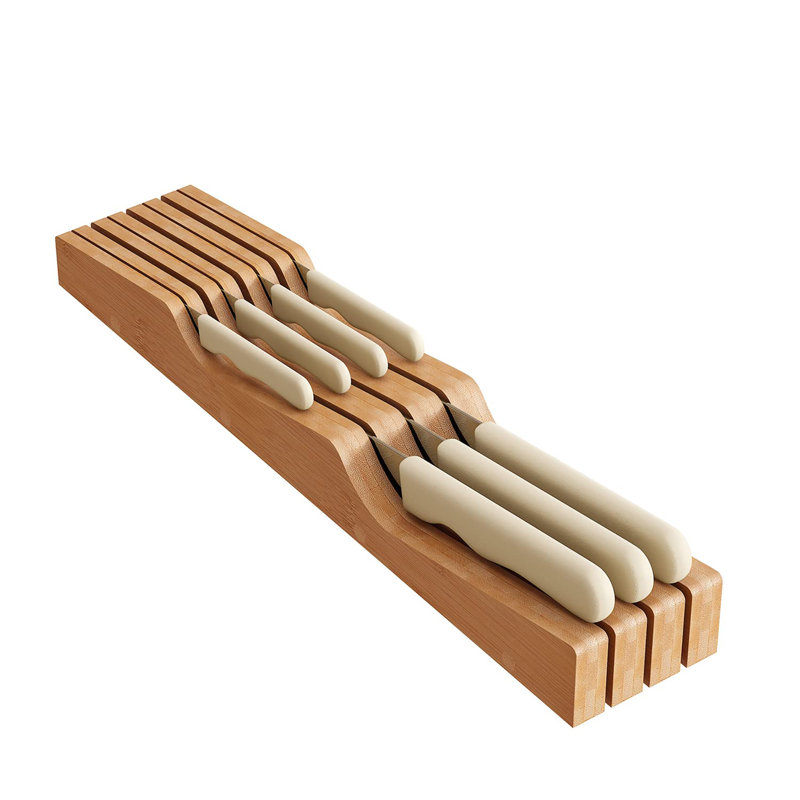 Organisateur de couteaux de tiroir en bois de bambou, Natural