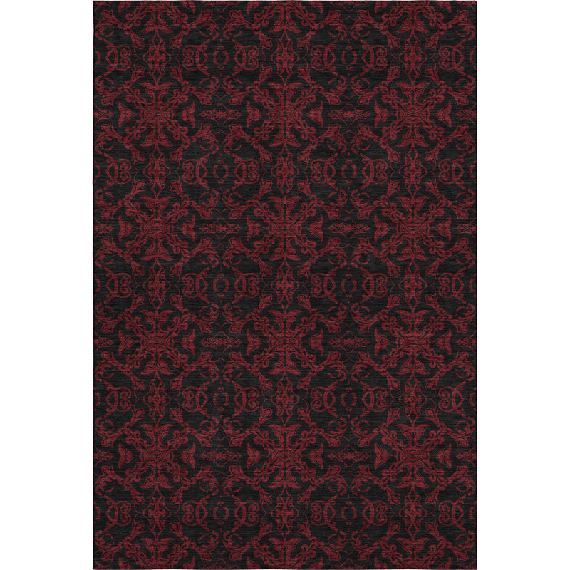 Premium Machine Washable Prisco Red Rug, Rectangle 2'6" x 3'10"
