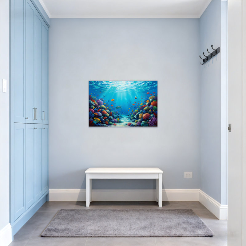 Paysage et nature sous-marine avec récif de corail, H 16 po x l 24 po