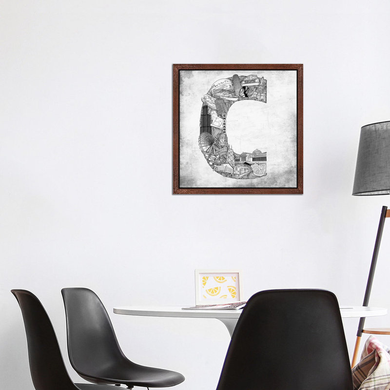Chicago - Print on Canvas, 45.72 cm H x 45.72 cm W, Brown Floater Framed