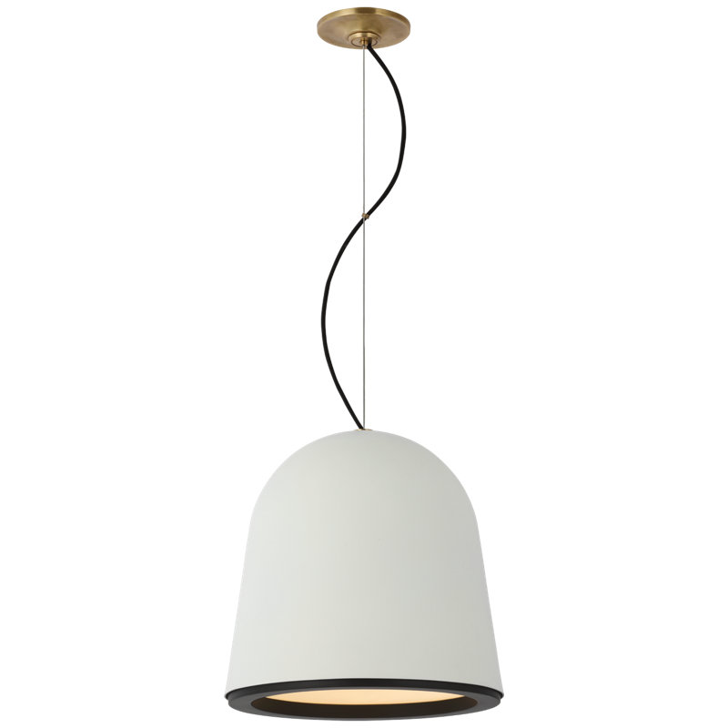 Marie Flanigan Murphy Small Pendant, 13" H x 13" W x 13" D, Plaster White/Matte Black
