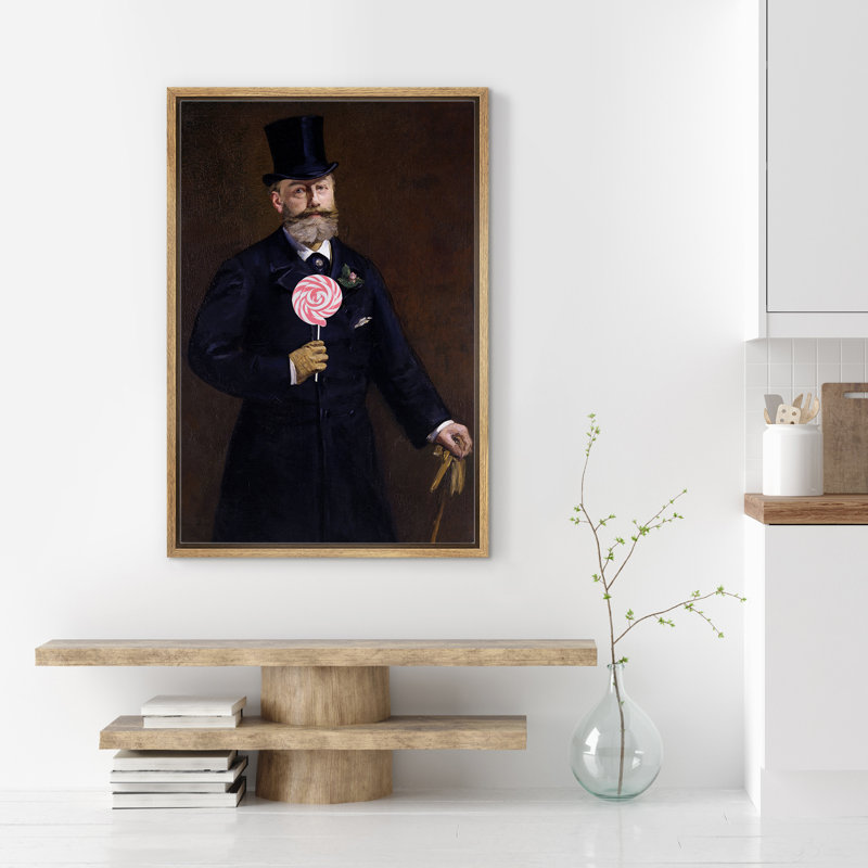 «Lollipop Victorian suit man», H 24 po x l 16 po, Cadre naturel flottant