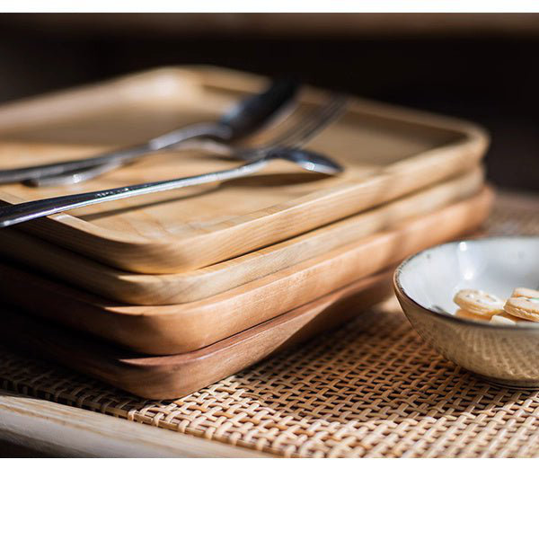 Plateau de service en bois naturel, Rectangle, L 7,8 po x P 11,8 po x H 0,7 po